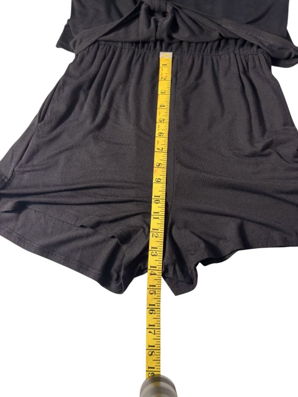 Allison Joy Evereve Black Sleeveless Tie-Front Romper With Pockets Keyhole Back - Picture 10 of 13